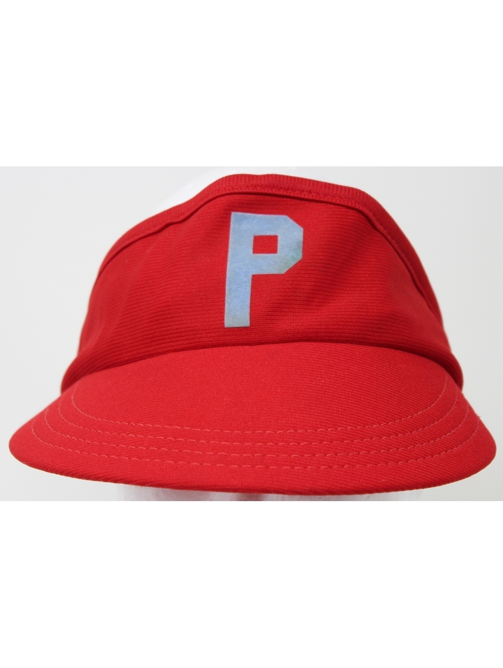 Vintage 1970s Alphabet Letter P Reynolds Visor Red Hat Strapback Cap Made in USA